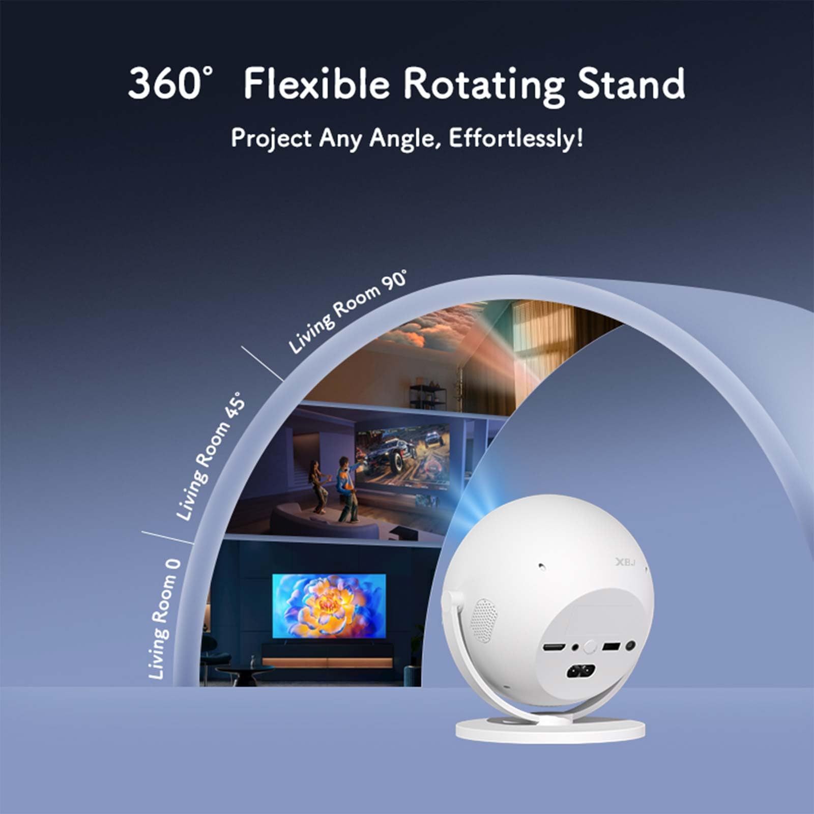 XBJ 360 Portable Projector, Electric Focus Support 1080P Mini